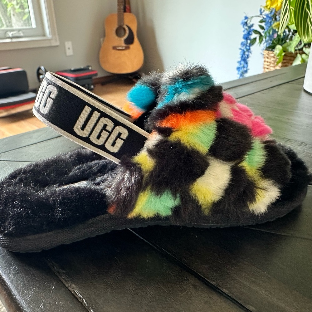 UGG Colorful Fluffy Slide Slippers